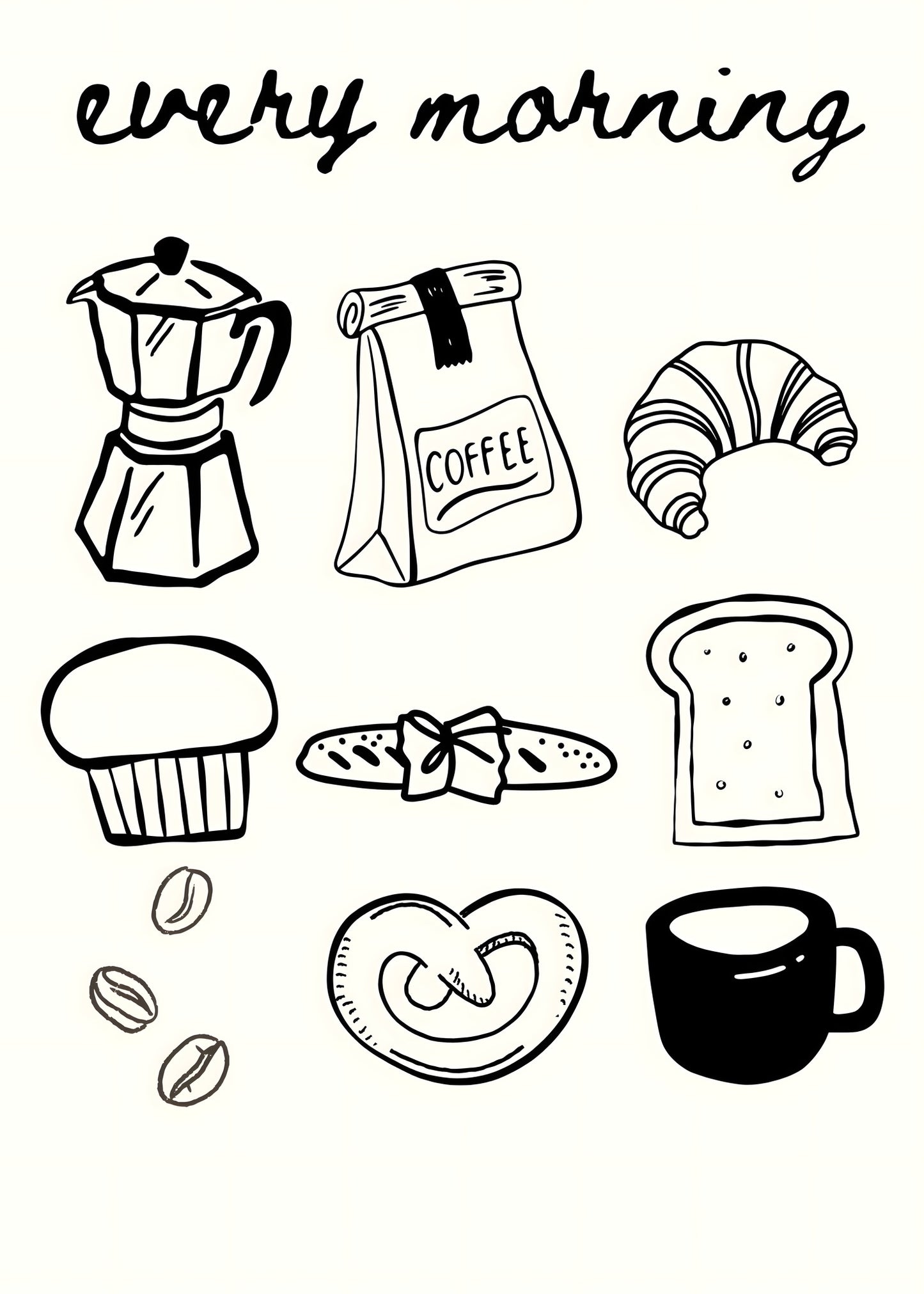 Every Morning Coffee Icons Poster