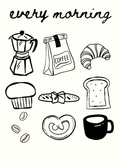 Every Morning Coffee Icons Poster