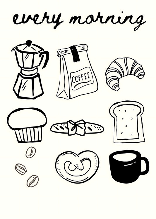 Every Morning Coffee Icons Poster
