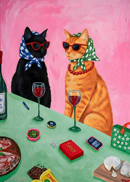 Sassy Cats Wine Night Poster