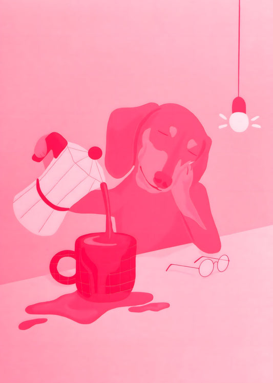 Sleepy Coffee Pour Poster