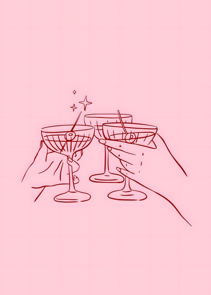 Cheers Cocktail Toast Poster