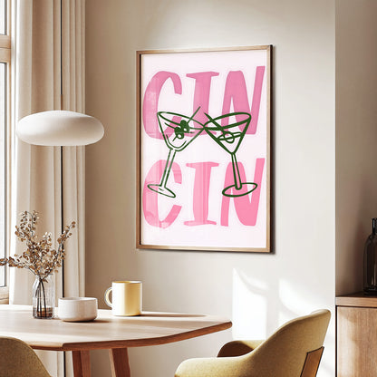 Gin Cocktail Toast Poster