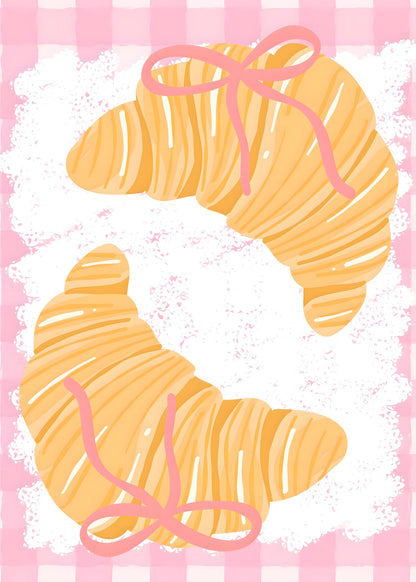 Pink Bow Croissants Poster