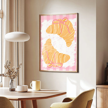 Pink Bow Croissants Poster