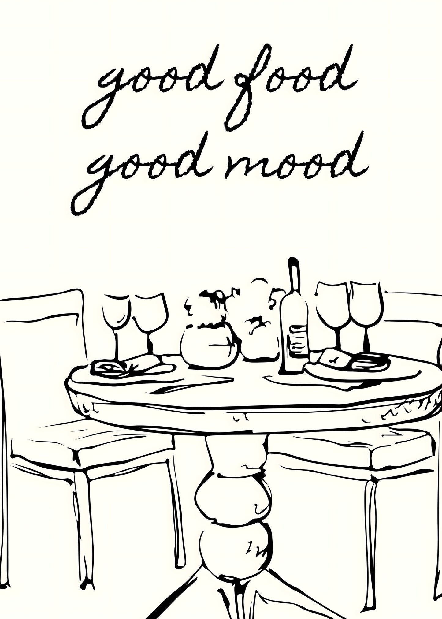 Good Food Good Mood Sketch Poster