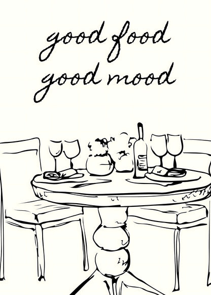 Good Food Good Mood Sketch Poster