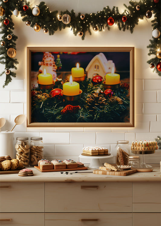 Christmas Candle Wreath Poster