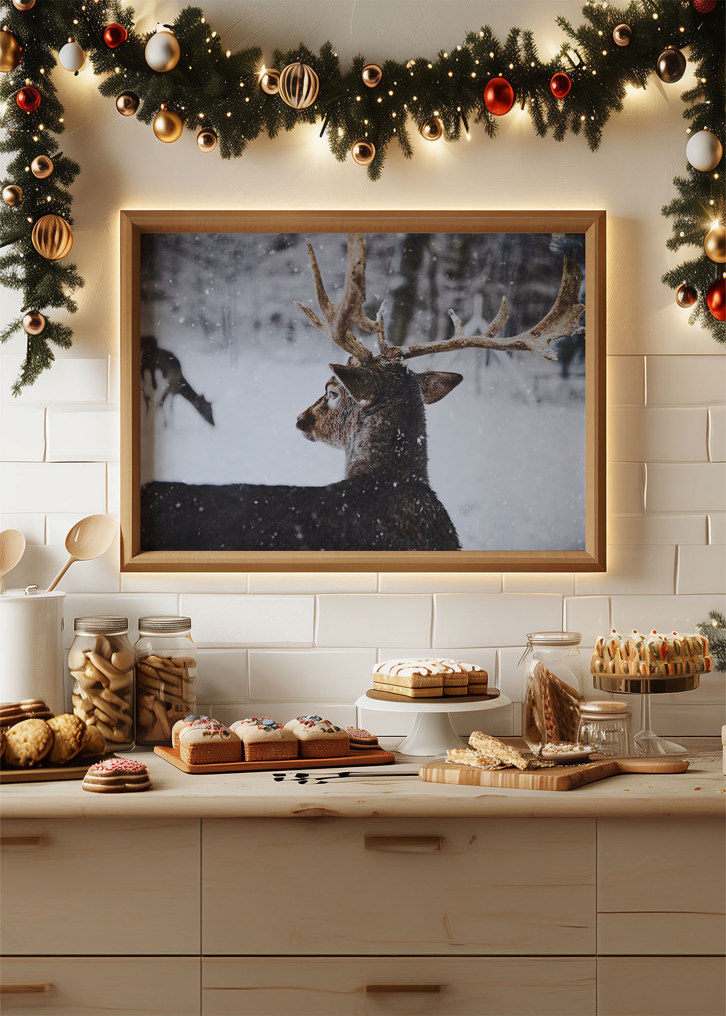 Winter Reindeer Poster